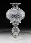 Vintage 19" Waterford Crystal Cut Glass Alana Electric Hurricane Lamp c.1980