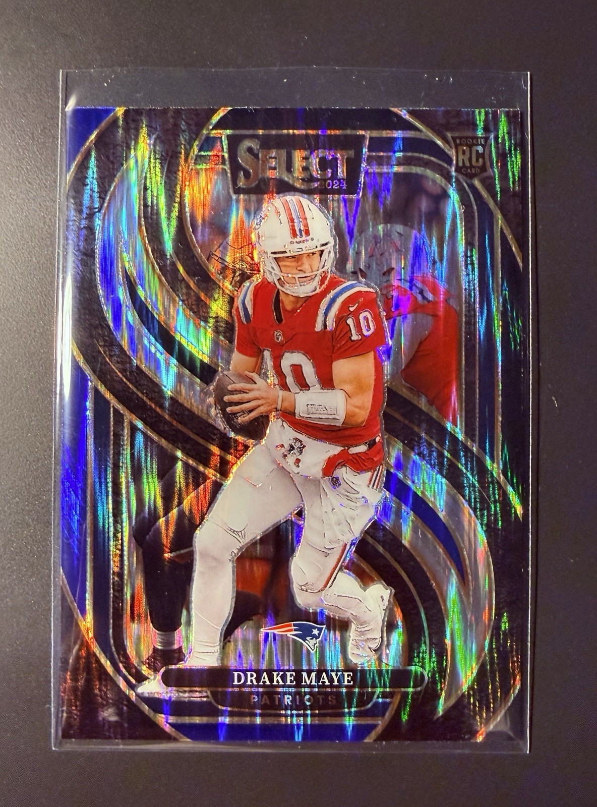 2024 Select Drake Maye Black & Blue Shock Prizm Team Color Premier RC