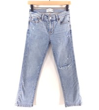 Abercrombie Kids Unisex Straight Leg Jeans Size 9/10 Light Blue Distressed Denim