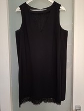 Next Women's Black Dress With Lace Trim Size 16