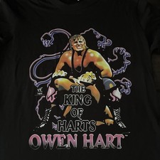 Vintage 1999 WWF Owen Hart The King of Harts WWE Black T-Shirt Large