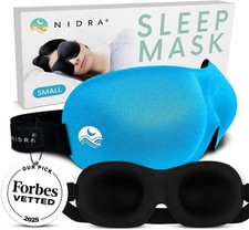 Nidra Contoured Sleep Mask   Zero Pressure Fit, Light Blocking - Small Blue