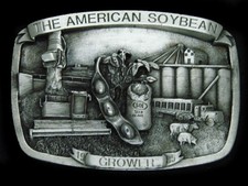 TH11134 NOS VINTAGE 1985  THE AMERICAN SOYBEAN GROWER  COMMEMORATIVE BUCKLE