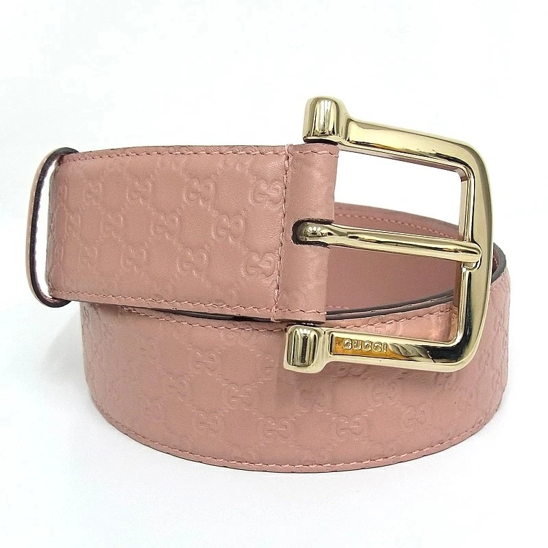 Gucci GG Micro Shima Ceinture Cuir Rose 32 4cm Largeur Or Quincaillerie Occasion