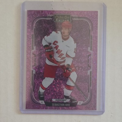 SEBASTIAN AHO 2025-26 OPC PLATINUM VIOLET PIXELS /299 #93 HURRICANES 