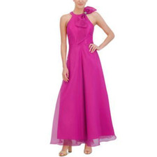 Eliza J Pink Fuchsia Wide Leg Chiffon Jumpsuit Wedding Event Formal Party Size 8