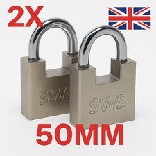2X 50MM HEAVY DUTY PADLOCK HARDENED STEEL SECURITY LOCK FOR SHED, GATE & GARAGE