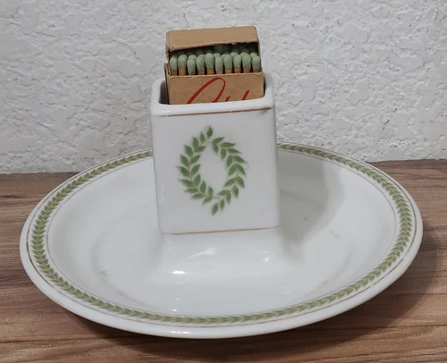 MATCH HOLDER and SMALL PITCHER w/BOWMAN HOTEL LOGO  Restaurant ware