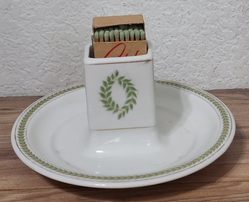 MATCH HOLDER and SMALL PITCHER w/BOWMAN HOTEL LOGO  Restaurant ware