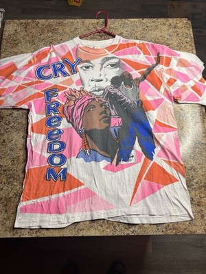 Vintage AOP Kacy World Colors 90s T Shirt  Cry Freedom  Mens XL Rare