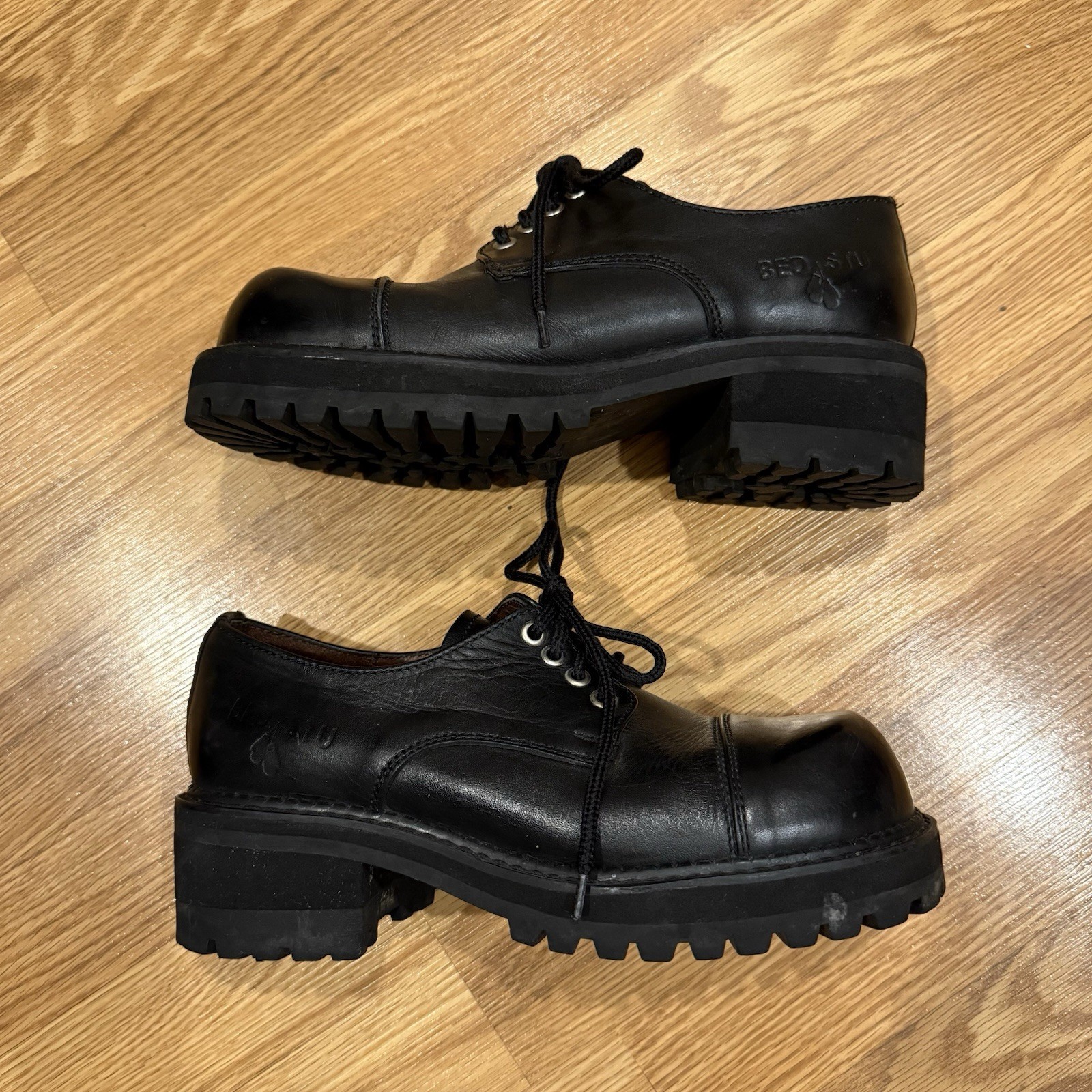 SAOLA Stu letto nero suola a strappo pelle Oxford stringate taglia 8