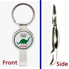 Sinclair Gas & Oil Dino Pennant or Keychain silver tone secret bottle opener