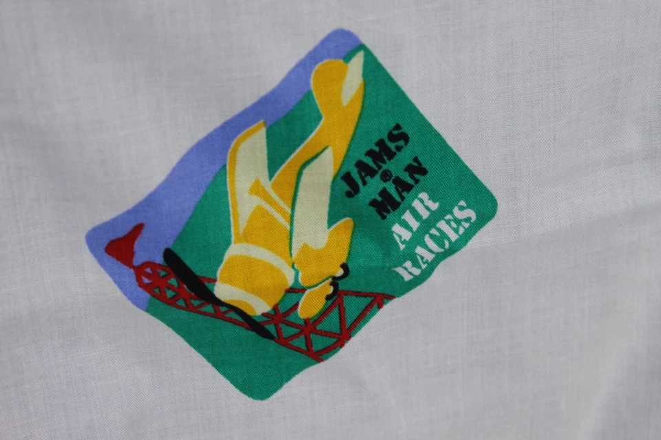 Vtg Jams Fabric Jam's Life Guard Air Rescue Logos Pilot Flying Airplane 60" x 42 - Image 4 of 4