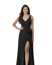 Womens Dress Size 18 Bridesmaid Dress High Slit Formal Prom Wedding  Color Black