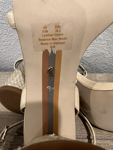 Sam Edelman Kia Sandals Woven Oval Shaped Block-Heel Cream Leather Strappy 9.5 - Picture 9 of 12