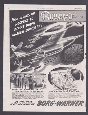1953 Print Ad  Borg Warner Ripley's Believe It or Not rockets Chains False Teeth