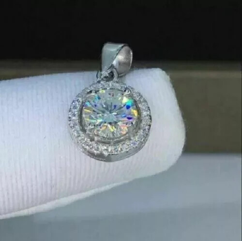 4.1ct Round Cut Cubic Zirconia 14k White Gold Finish Pendant For Women ...