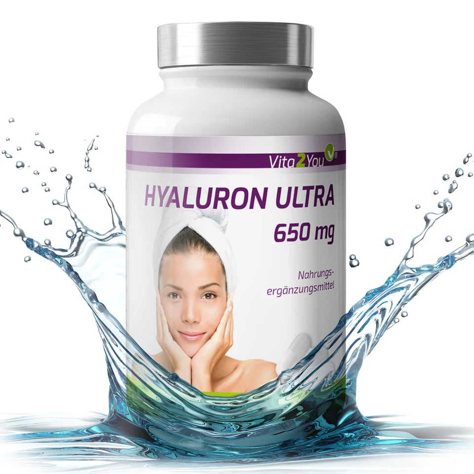 Vita2You Hyaluronsäure Ultra - 650mg - 90 Kapseln - Hochdosiert - ohne Zusätze - Bild 1 von 4