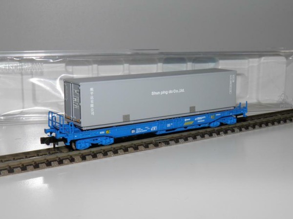 VAGON CANGURO RENFE CON CONTENEDOR 45 PIES MARCA FLEISCHMANN ESCALA N