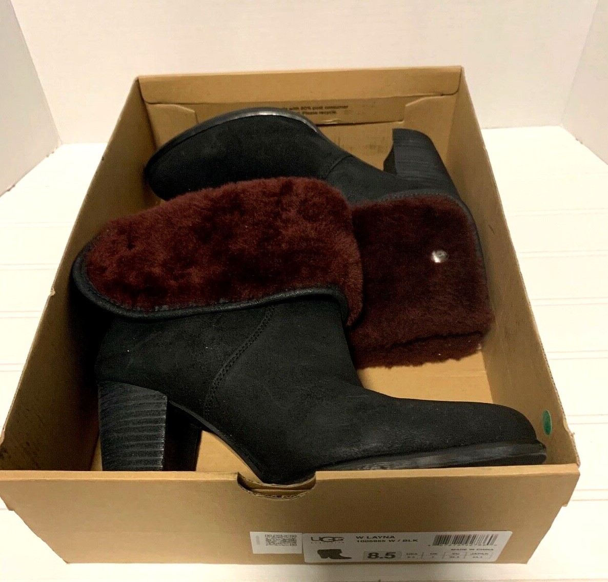 UGG W Layna Shearling High Heel Fold Cuff Women Boots NEW UGG W Layna Shearling High Heel Fold Cuff Women Boots NEW