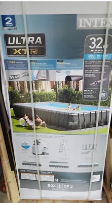 Intex 32' x 16' x 52'' Ultra XTR Rectangular Above Ground Pool - Gray Brand New 