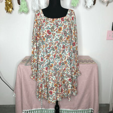 Patrons Of Peace Womens Floral Paisley Long Sleeve Babydoll Dress Multi Small