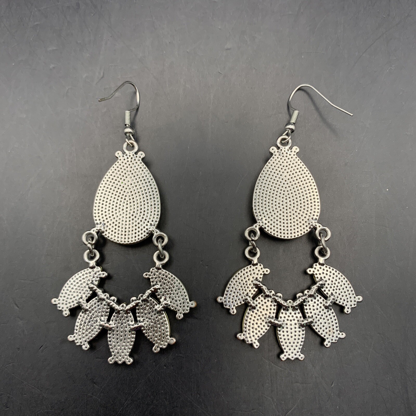 Yellow Statement Earrings Drop Dangle Plastic Hoo… - image 6