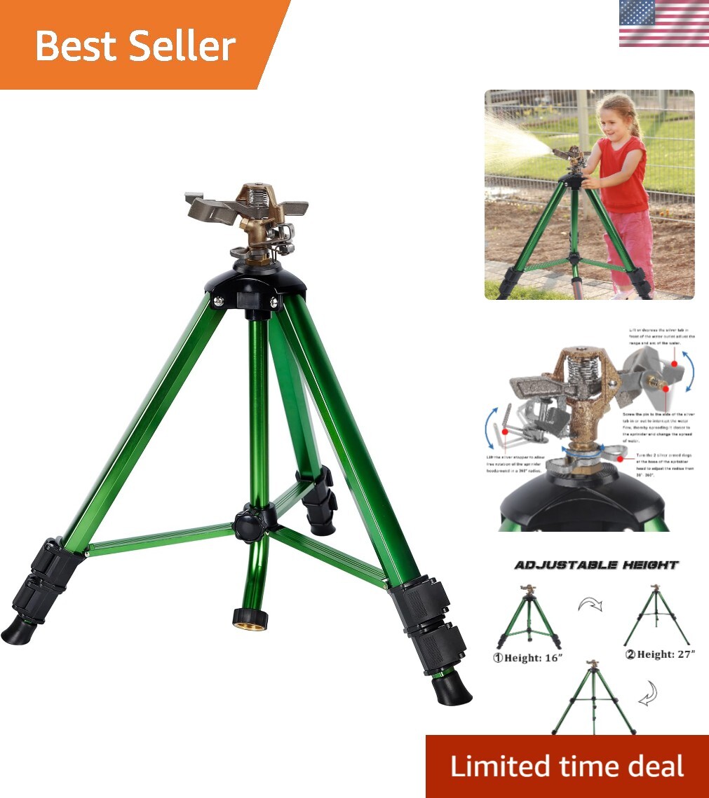 Impact Sprinkler Head Brass Tripod Base Heavy Duty Lawn Garden Irrigation