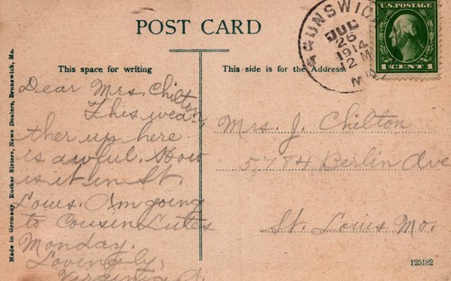 Cut Off Lake Brunswick MO Postcard 3.5"x5.5" Posted 1914 - Picture 2 of 2
