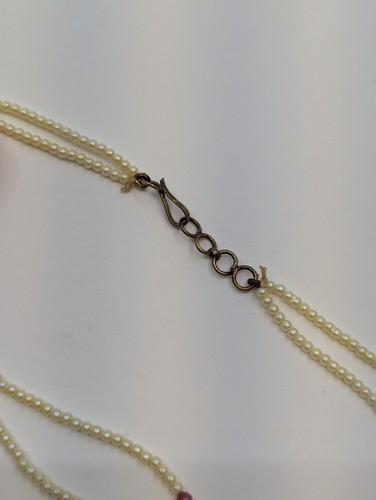 Vintage Seed Pearl and Quartz Bead Necklace and Crystal Rhinestone Earring Set - Picture 5 of 13