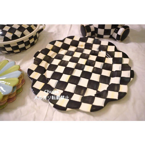 廃盤❗️マッケンジーチャイルズ　コートリーチェック 大皿 Discontinued❗️Mackenzie Childs Courtly Check Large Plate