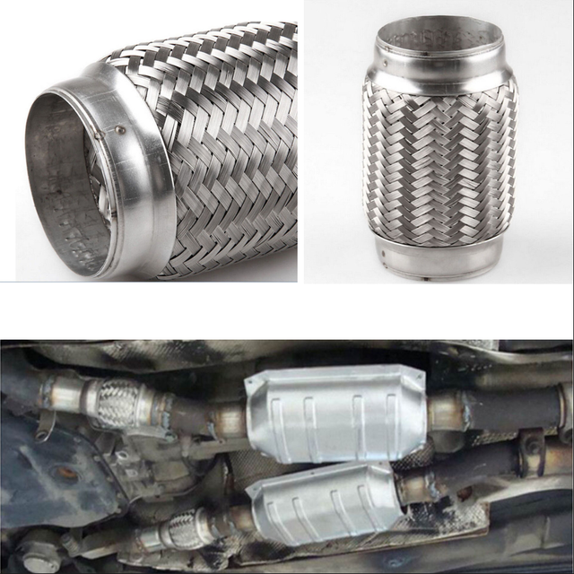 Durable Car Exhaust Flex Pipe Stainless Steel Double Braid 3" Inlet x 6