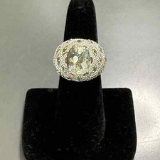 Sterling Silver Green Prasiolite cocktail statement ring size 6