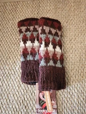 NWT feelgoodz vail wool knit half mitten gloves hand BURGUNDY 