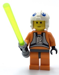 LEGO LUKE SKYWALKER MINIFIGURE CLASSIC YELLOW VERSION STAR WARS FIG + LIGHTSABER | eBay