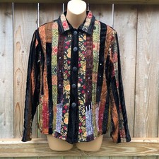 NWT Coldwater Creek Sequined Ribbon Patchwork Jacket Velvet Petite 10-12 PM