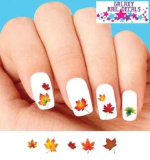 Waterslide Nail Decals - Set of 20 Thanksgiving Fall Autumn Leaves Assorted