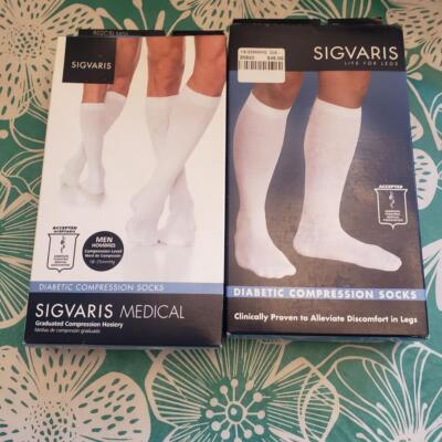 Sigvaris 602C Diabetic UNISEX MEN WOMEN 18-25 Compression Calf Ribbed Socks SIZE