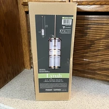 Canarm IPL1018A01GD Lynah Ribbed Glass Pendant Light in Gold NEW IN BOX