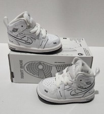 Nike Air Jordan 1 Mid SS TD White/Black Toddler Sz 3C DQ1865 100 NoLid