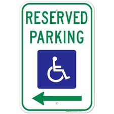 Federal Handicap Parking Sign, Reserved Parking With Left Arrow,
