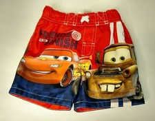 Disney Pixar CARS Infant Boys Swim Trunks Bathing Suit Red With Netting Sz 12M
