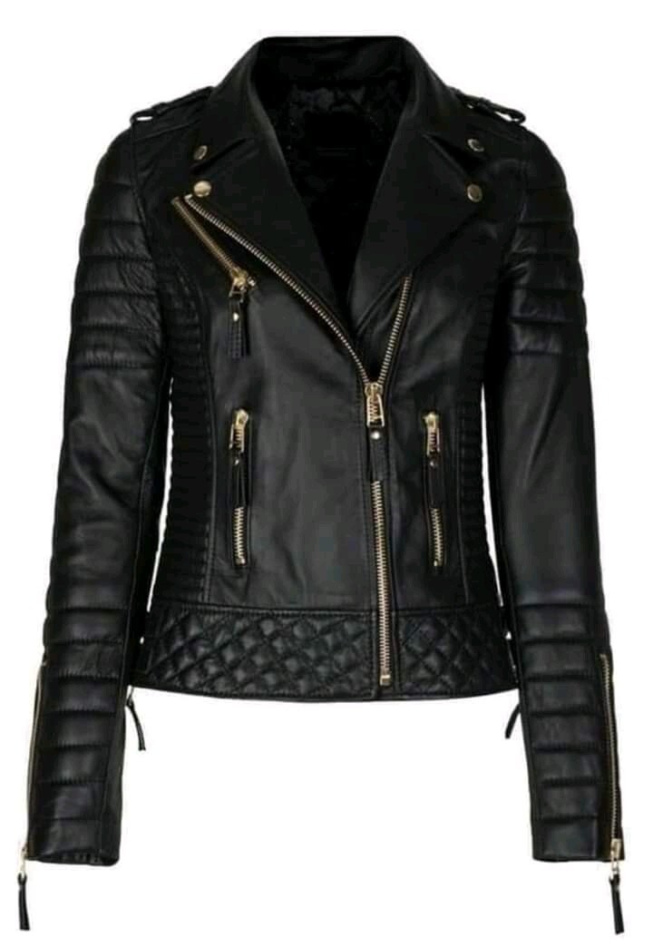 Slim Fit Black Genuine Leather Biker Jacket for Women - Premium Protection