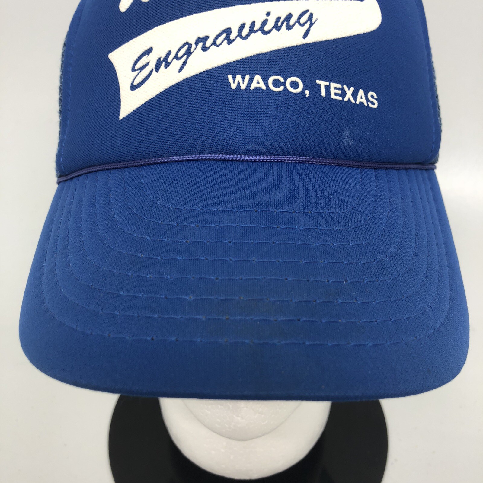 (READ) Warren's Engraving Waco Texas Hat Cap Snap Back Blue Adjustable
