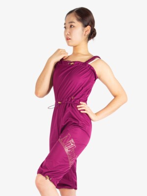 Nikolay Grishko Womens Heat Retention Warm-up Shorty Unitard Burgundy/Gold Large