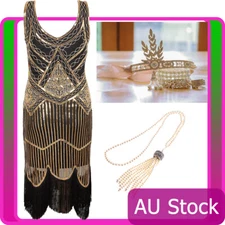 Deluxe Ladies 20s 1920s Roaring Flapper Costume Sequin Gatsby 20's Fancy Dress