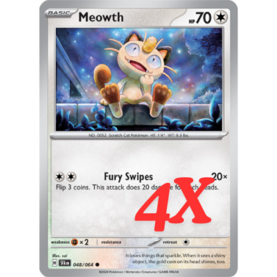 4X Pokemon TCG Meowth 048/064 Play Set Shrouded Fable Regular 2024 English NM
