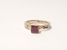 Square Ruby Cut 925 India Sterling Silver Ring sz 6.5 3.3g T.W 