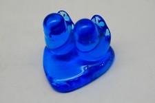 Vintage Art Glass Birds on Heart Blue Bird Of Happiness Signed Leo Ward 1997 C1