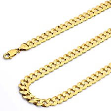Wellingsale 14k Yellow Gold Solid 8mm Cuban Curb Chain Necklace